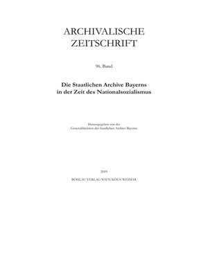 cover image of Archivalische Zeitschrift 96 (2019)